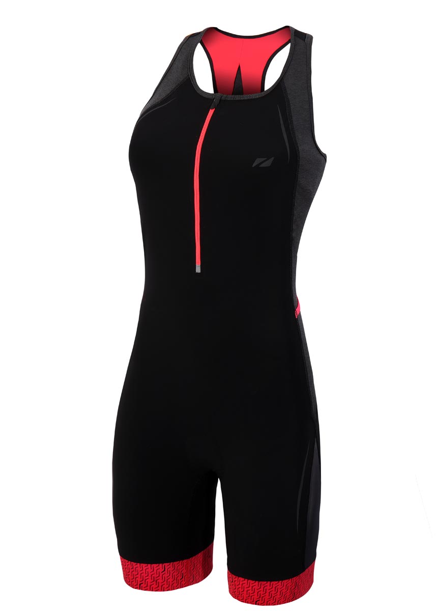 Zone3 Women's Performance Culture Tri suit - Marl Grey / Black / Coral - Image 15