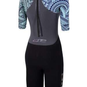 Zone3 Women’s Kona-Target Short Sleeve Swim Skin – Grey / Green