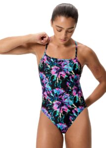 Speedo B-Grade Womens Printed V-Back 2.0 Swimsuit - Black / Purple
