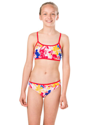 Speedo Girl's Disney Mickey Mouse Allover Swim Bikini - Blue / Red / Yellow / White