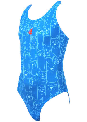 Mad Wave Kids Cats Platoon Swimming Costume - Blue