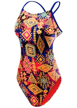 TYR Girls Santa Ana Swimsuit - Blue / Coral