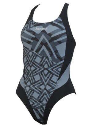 Jaked Womens Geometrik One-Piece Swimsuit - Black