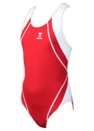 TYR Girls Durafast Titan Maxback Costume Red/white
